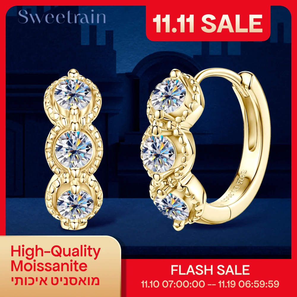 

Милые серьги с муассанитом цвета D, стерлинговое серебро 925 пробы, классические блестящие круглые серьги-кольца для женщин, изящные ювелирные изделия