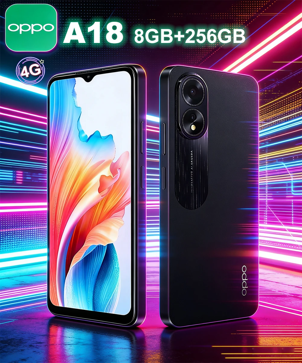 OPPO A18 original fashion smart phone EU/US/UK specifications optional 8GB+256GB ColorOS13.1 system side fingerprint recognition