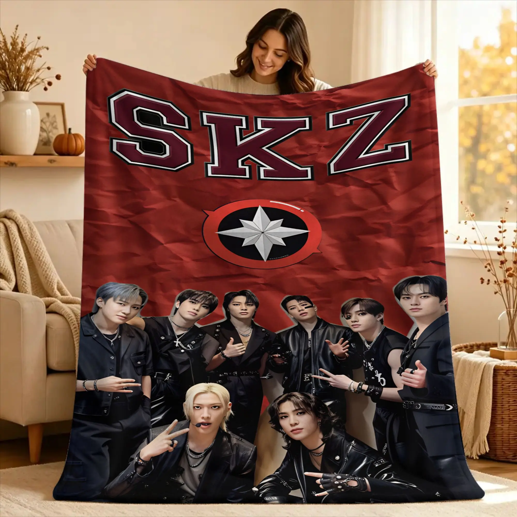 KPOP S-Strays Super Warm Blanket For kids  Airplane Travel Plush Throw Blanket Funny Outdoor Flannel Bedspread Sofa Bed Cover