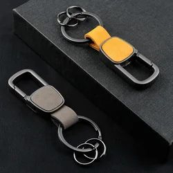 Men Frosted Genuine Leather Car Key Chain Key Ring Waist Hanged Key Holder Fashion Business Women Keychains With Two Rings