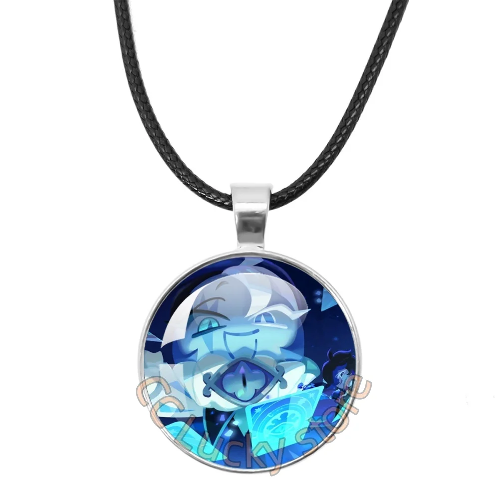 Cookie Run Kingdom Logo Ancient  Cookie Shadow Milk Pure Vanilla Cookie 25mm Silver-plated Leather Necklace Accessory Gift
