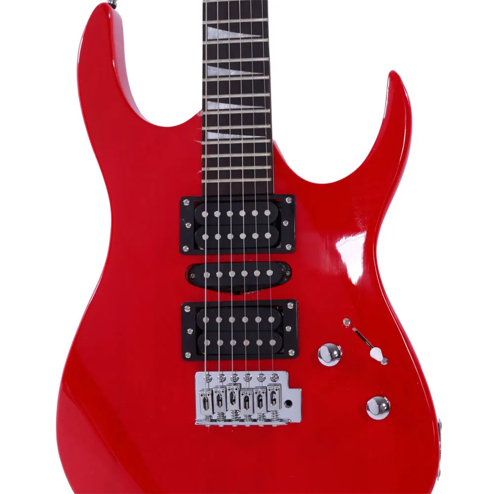 المبتدئ مستوى الدخول 170 الغيتار الكهربائي HSH لاقط مع حقيبة حزام مجداف الروك كابل أداة مفتاح الربط الأحمر