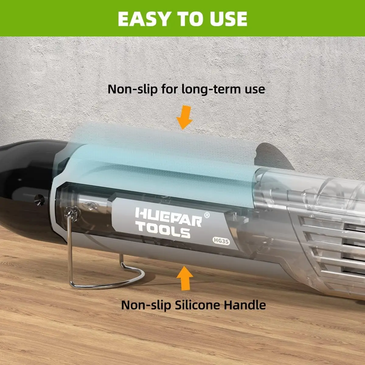 Huepar-Hot Air Gun com suporte de assento Shrink Plastic, DIY Craft Tool, pistola de calor, ferramenta elétrica, 350W, temperatura