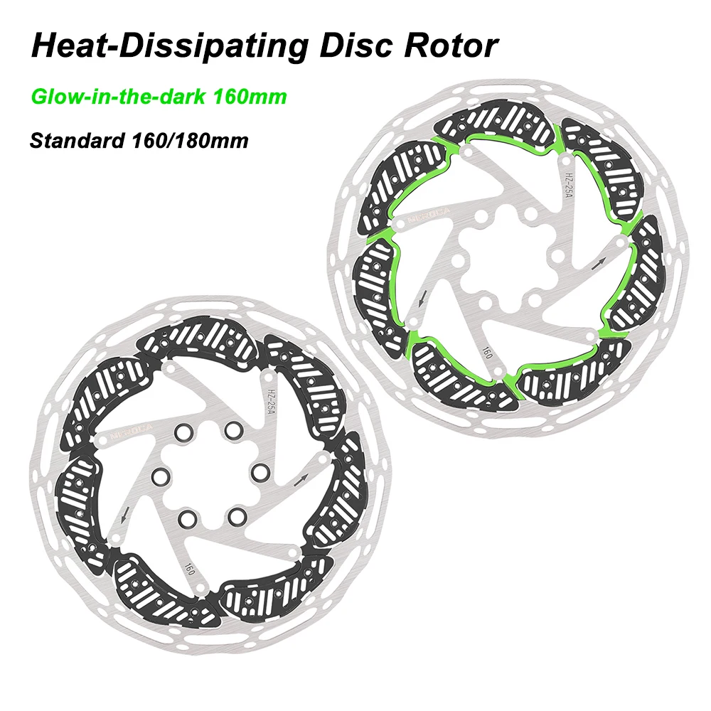 Heat Dissipation Bicycle Brake Rotor 160/180mm 6-Bolt Stainless Steel Cooling MTB Road Bike Disc Brake Parts