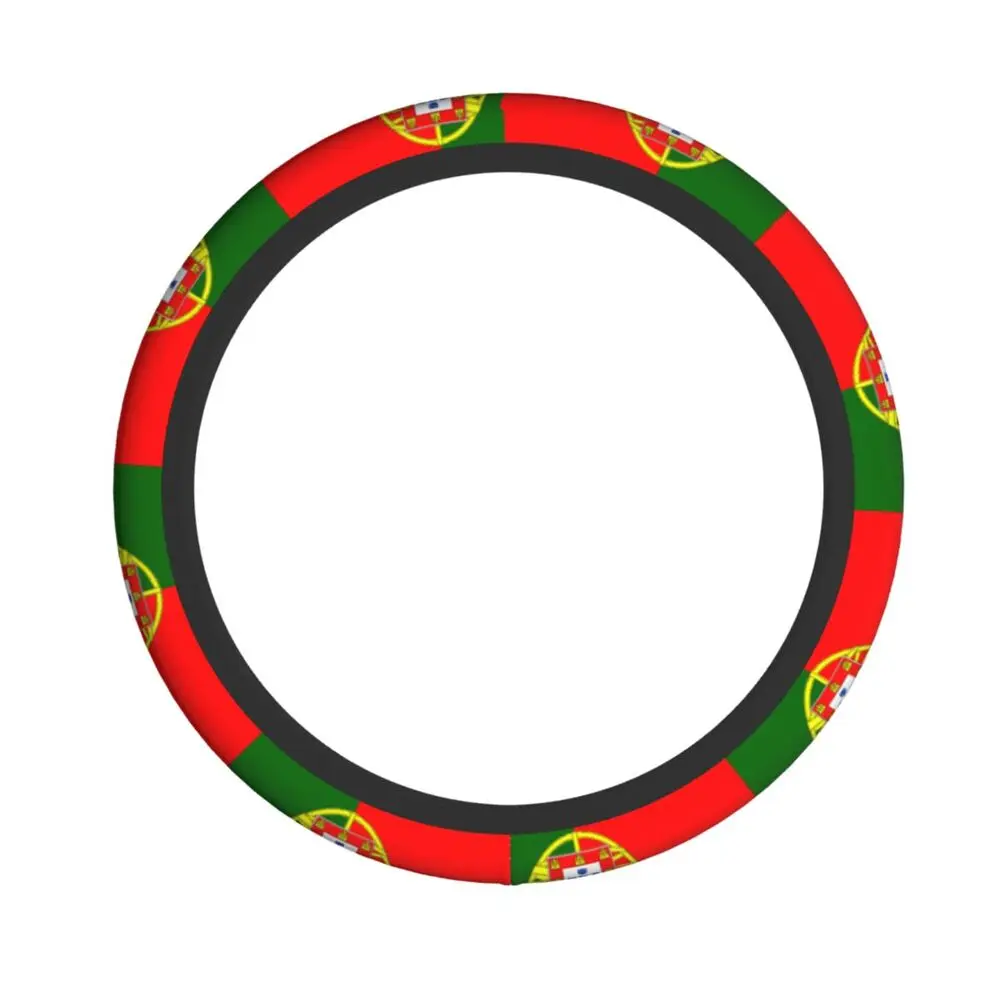 Car Steering Wheel Cover Universal Portugal Flag 38Cn 15 Inch Elastic Steering Wheel  Protective Case  Auto Parts