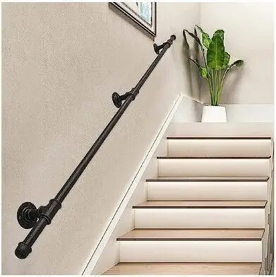 

(Customization) American Loft Water Pipe Stairs Wrought Iron Guardrail Industrial Wind Iron Pipe Fittings Sliding Escalator