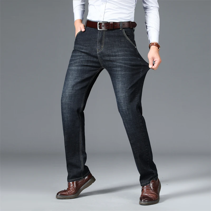 Fashion Loose Zipper Spliced Pockets All-match Business Jeans Men's 2024 Spring Autumn New Oversized Solid Color Casual Pants