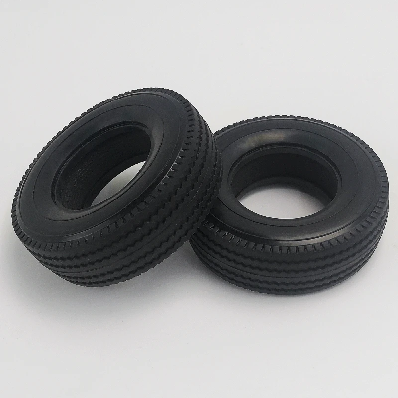 Hercules HOBBY-Pneus largos com inserção de esponja para rodas dianteiras, borracha de reboque do caminhão trator, escala 1 14, 2 peças