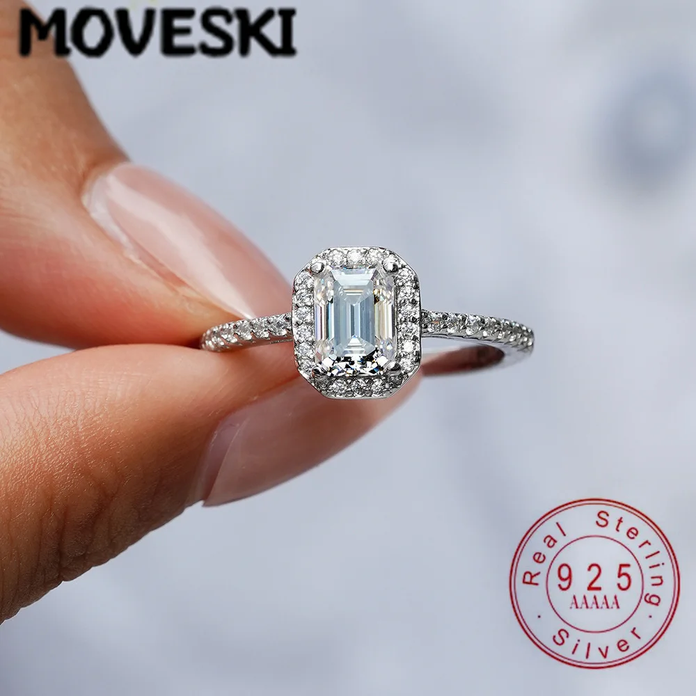 Женское обручальное кольцо с муассанитом 1 карат, сертификация GRA, ювелирные изделия из белого золота с покрытием из стерлингового серебра 925 пробы