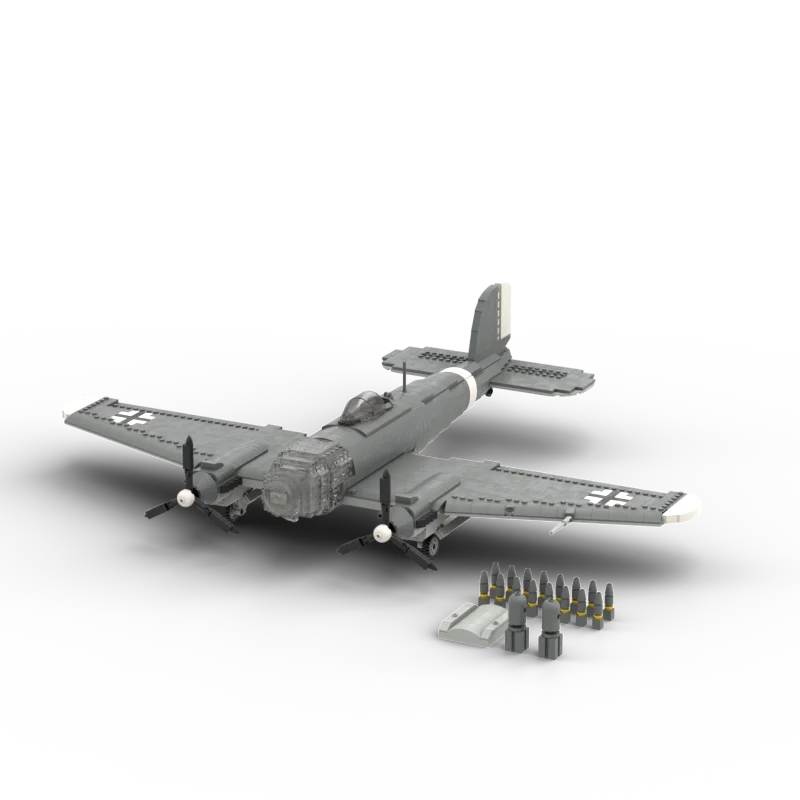 Germany WW II Military Weapons He111 Air Force Heavy Bombers MOC Building Block Aircraft Model Educational Toy Brick Gifts