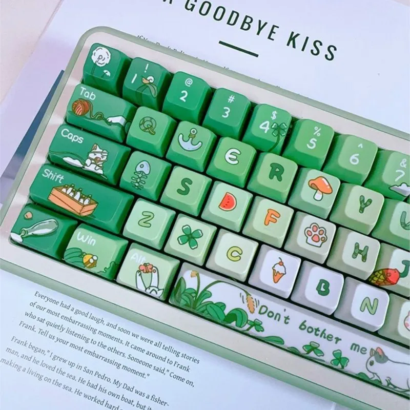 134 Keys/set Green PBT Keycaps 5 Sides Dye Subbed Keycaps XDA Cherry Profile Key Caps 61 64 68 87 980 104 HHKB Keyboard Keycap