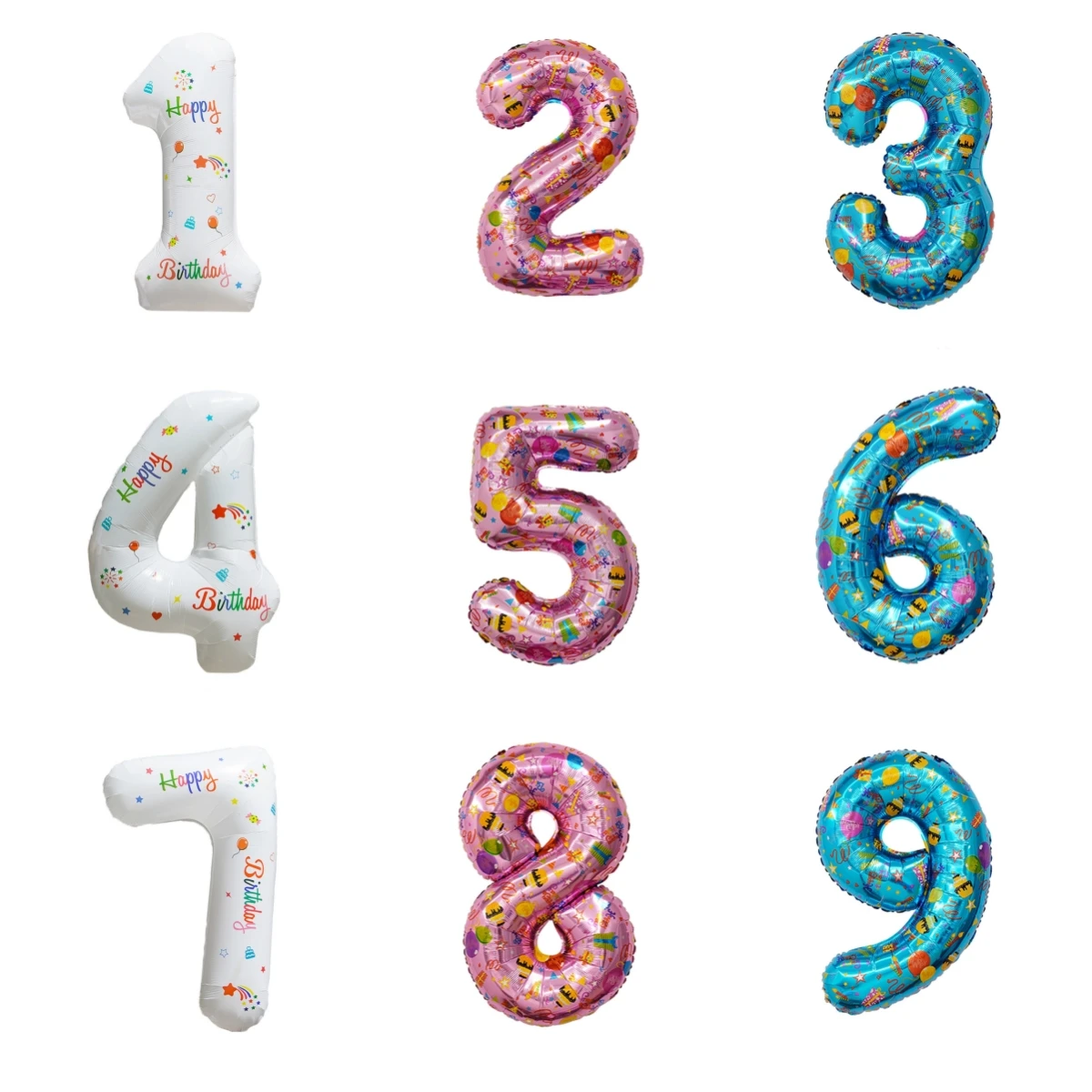 

1pc 32inch Rainbow Number Stand Foil Balloons with Crown Digital Figures Globos 0-9 Kids Birthday Party Wedding Decoration