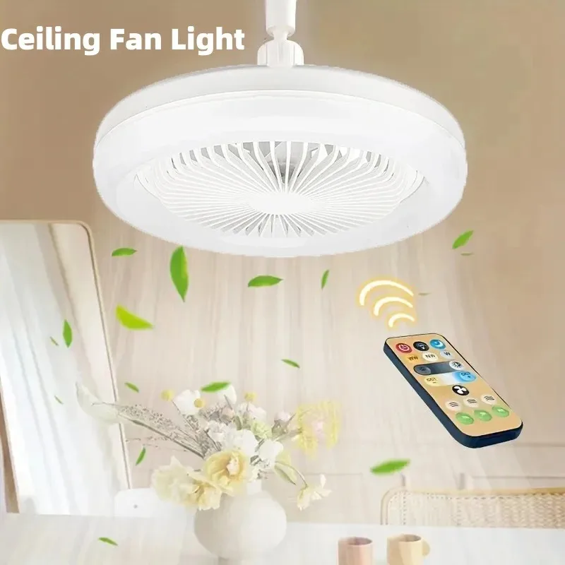 Ventilateur de Plafond Intelligent 2 en 1 avec Télécommande, Base de Conversion d'Éclairage, Adapté à la Chambre et au Salon