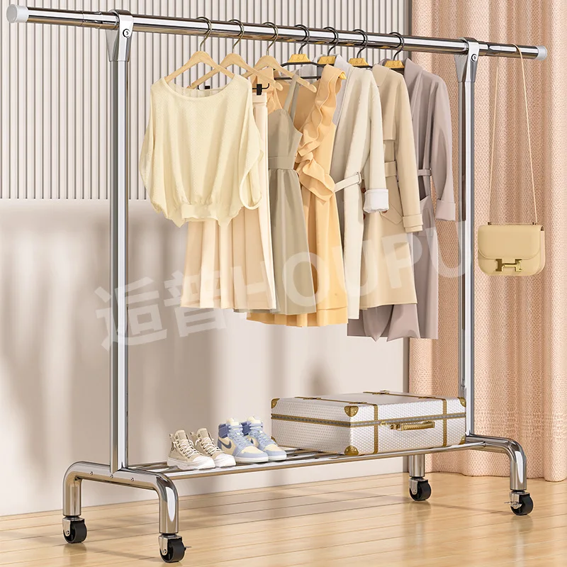 Folding Clothes Drying Rack Adjustable Wheeled Stainless Steel Freestanding Laundry Airer Indoor Bedroom Balcony Space Saving