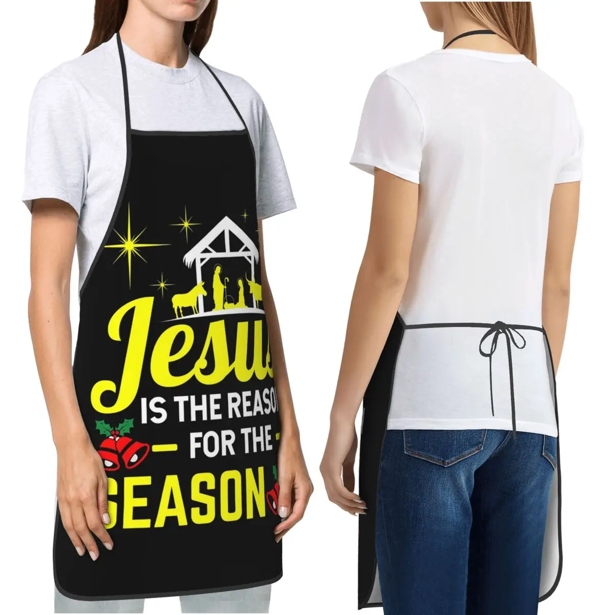 Christmas Religious Jesus Is The Reason Aprons Chef Cooking Baking Tablier Bib Kitchen Cleaning Pinafore for Women Men Painting