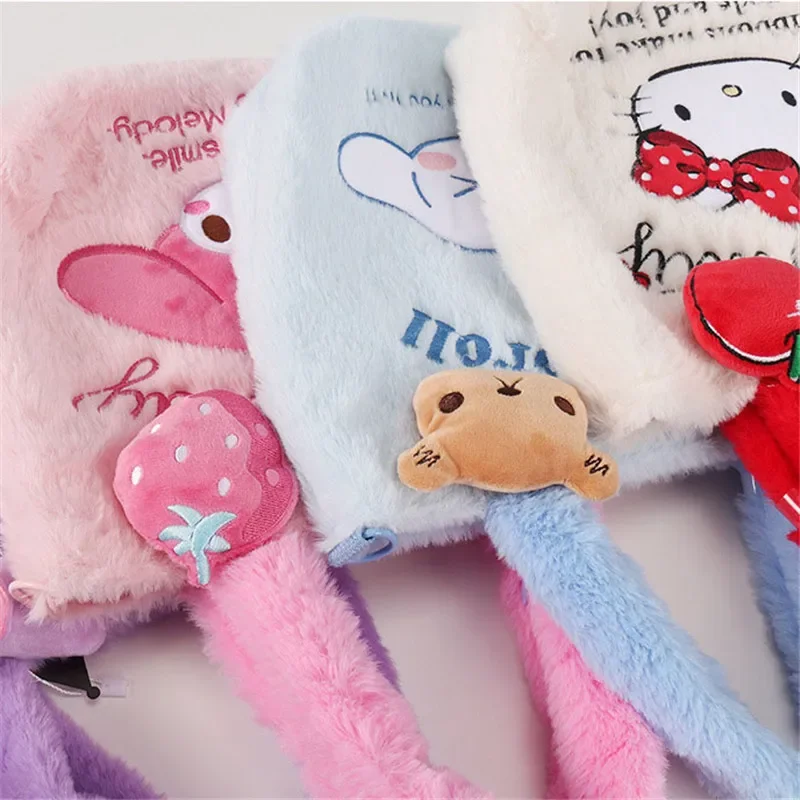 Kawaii Sanrio pluszowa torba Y2K Hello Kitty Cinnamoroll torebka na ramię moja melodia Plushie do przechowywania pluszowych zabawek torby na