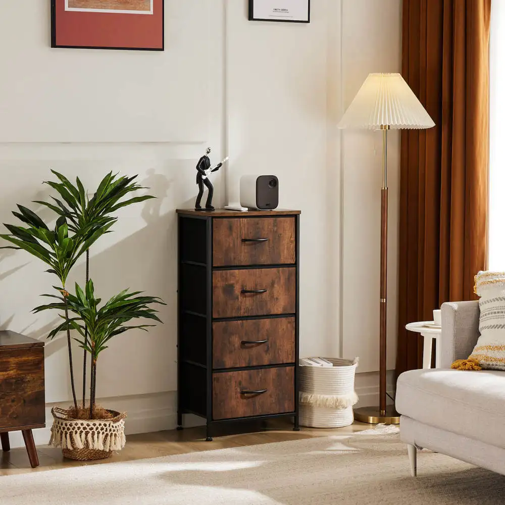 

Drawers Dressing Table Storage Cabinet Metal Frame And Wooden Makeup Tables To Five Drawers Bedroom Living Room Brown Movable