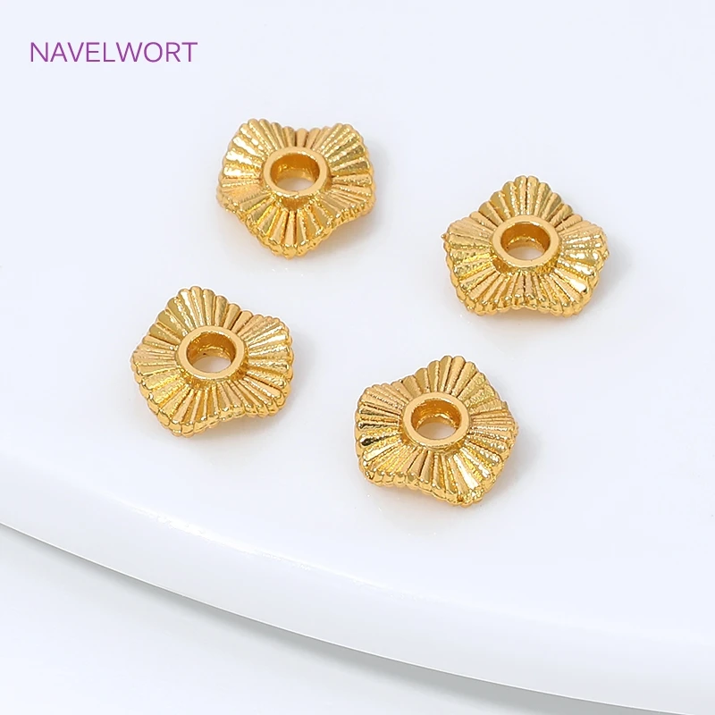 18K Gold Plated Metal Wave Flat Spacer Beads,Separators For Beads,Brass Loose Beads For Bracelet,DIY Jewelry Making Materials view 4