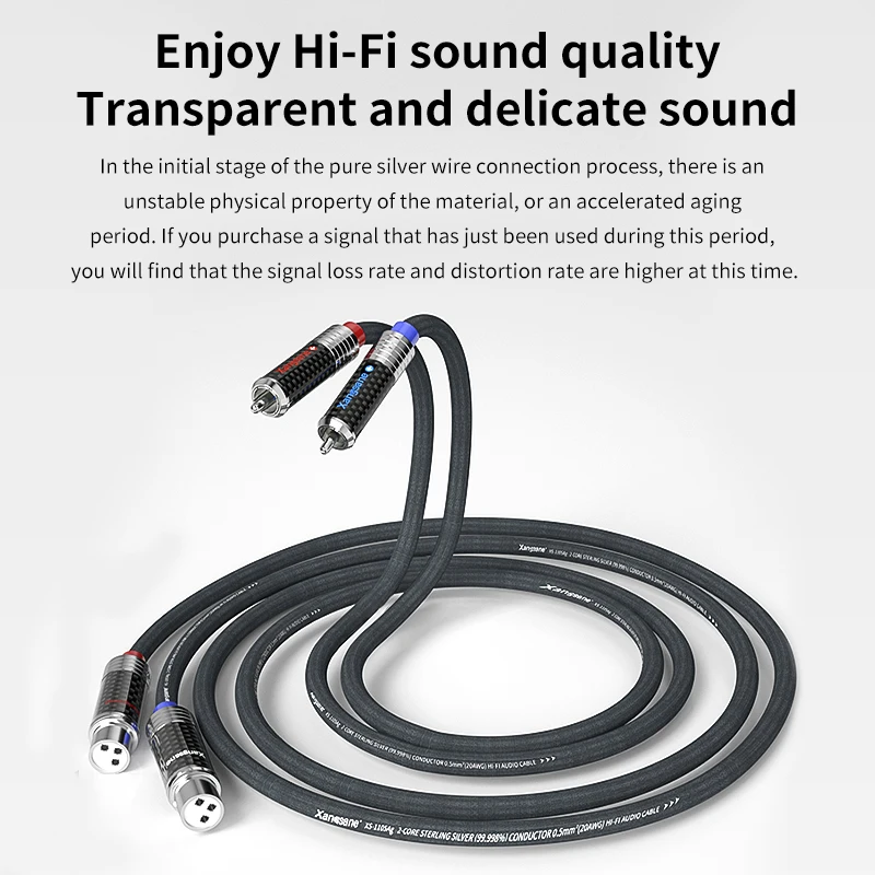 Xangsane hifi xlr to rca 99.998% sterling silver 1mm ² core power amplifier sound card decoding hifi xlr female male cable