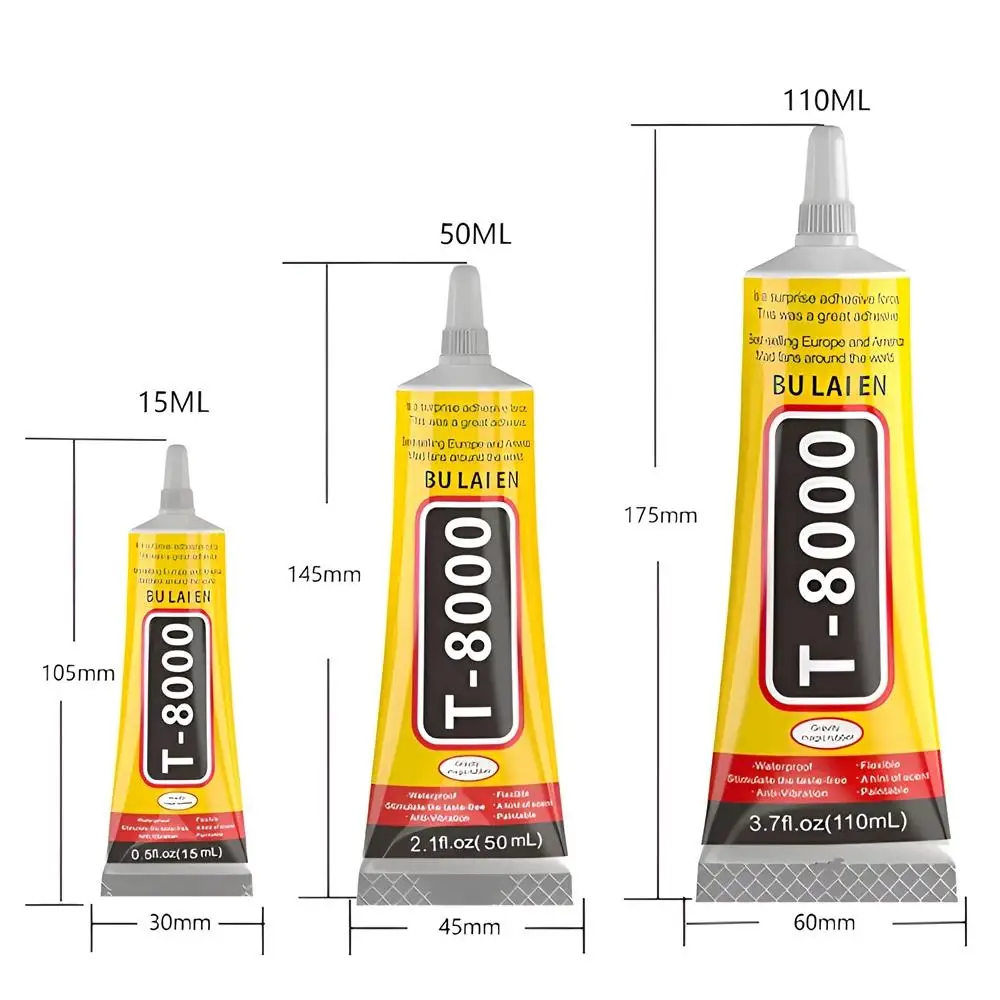 15/50/110ml T8000 Repair Liquid Glue Multi Purpose Glue Super Ziai Drilling Glue for Mobile Phone Screen Repair Epoxy Adhesive