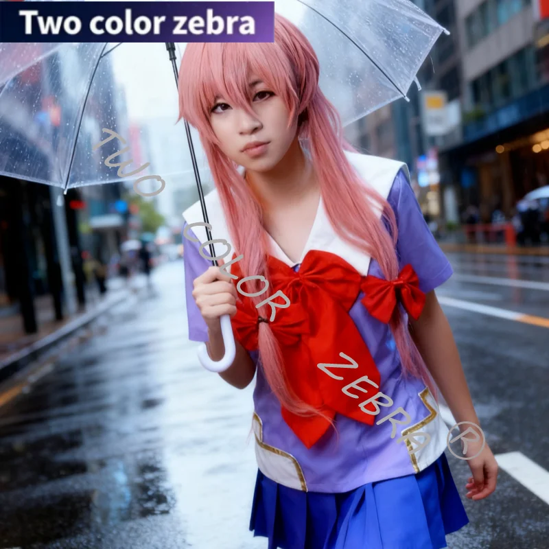 

Japanese Anime Future Diary Gasai Yuno Mirai Nikki Sailor Dress Lolita Cosplay Costume Bow Short Skirt Cosplay Costume Suit