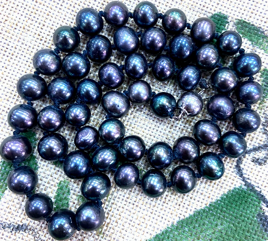 Natural AAA 8-9mm Tahitian Black Culture Pearl Round Beads Necklace 18-50inches