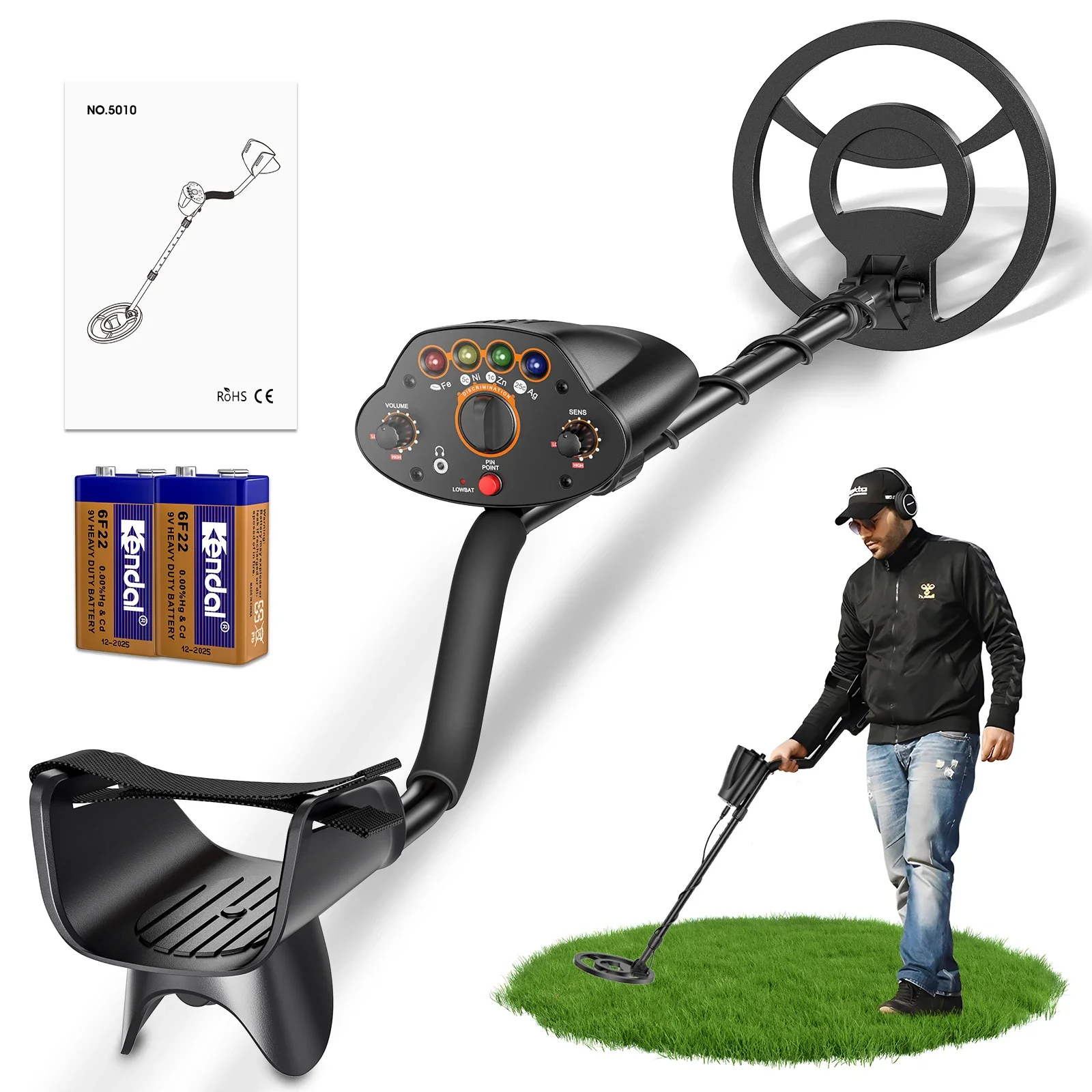 High Precision Metal Detector With Adjustable Height Professional Metal Detector With A 25 Centimeter Waterproof Search Coil