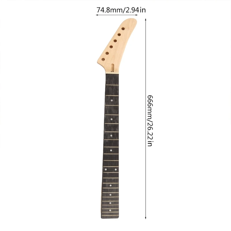 Electric Guitar Neck 22 Fret Wooden Portable Smooth Natural Musical Dots Inlay Instrument Replacement Accessories