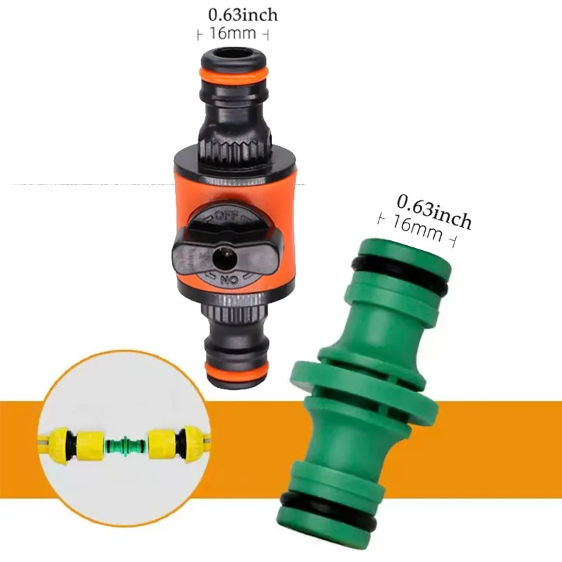 1PC/2PCS 16MM Equal Garden Hose Shut Off Valve Fitting Plastic Tubing Tap Adapter Quick Joint for Watering Irrigation Car Wash