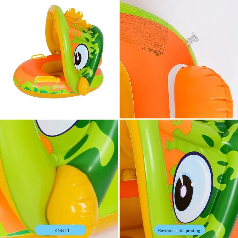 Children\'s Seat Bao Bao Swimming Seat Boat Explosion With Armrest Thickened PVC Cartoon Removable Sunshade Floating Ring