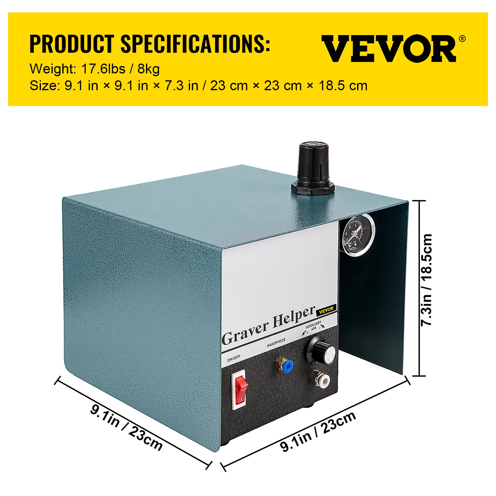 VEVOR Pneumatic Engraver Single Ended 1400RPM Jewelry Pneumatic Impact Graver Engraving Machine for Carving Mosaic DIY Craft