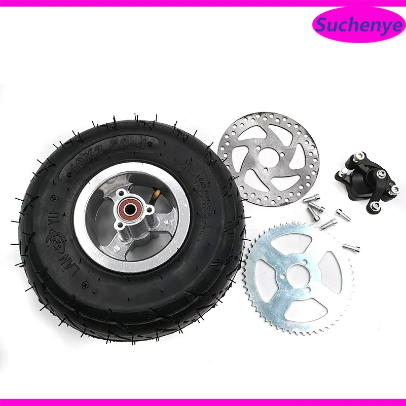 10x3.50-4 Inner and Outer Tyre With 4 inch Hub Brake Disc Sprocket  Pump for Mini Moto Razor E300S Seated Electric Scooter