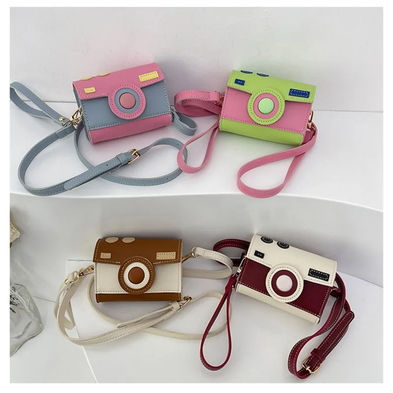 Camera Unique Design PU Shoulder and Crossbody Bags Personality Color Matching Compact Hand Bags for Women 2024 Fashion New