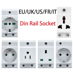 UK US EU FR IT Standard Modular Din Rail Socket 16A 25A 250V Industrial Distribution Box AC30 Power Sockets Adapter Connector