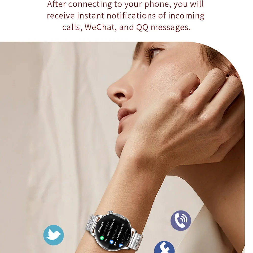 Moda nuovo orologio intelligente da donna dente blu chiamata sport braccialetto fitness musica impermeabile frequenza cardiaca sonno signora salute Smartwatch