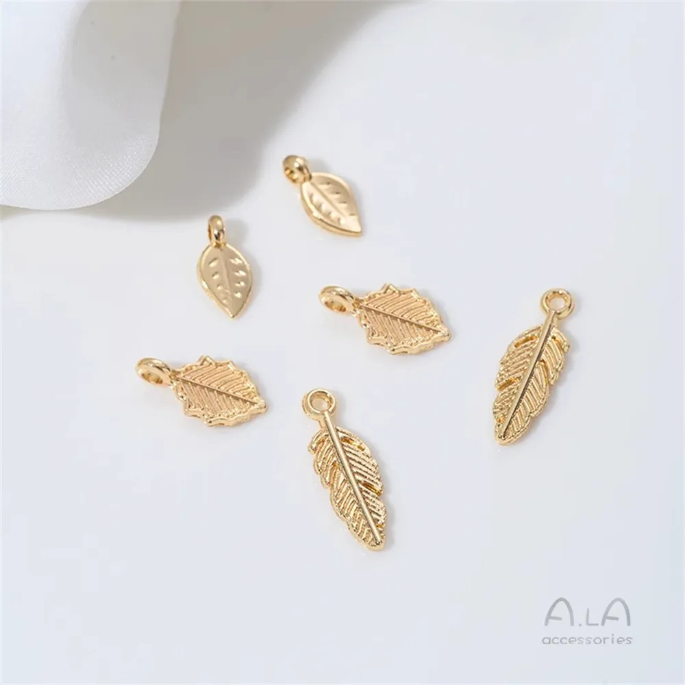 

14K Gold-plated Leaf Maple Leaf Pendant Accessories Feather Pendant Bracelet Necklace Handcrafted Beaded Diy Jewelry Materials