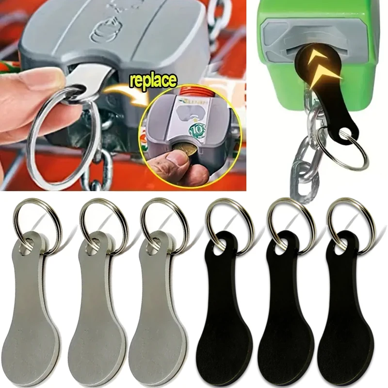 1-3pcs Shopping Cart Token Hard Portable Key Ring Metallic Stainless Steel Keychain for Key Hook Practical Daily Use Accessories