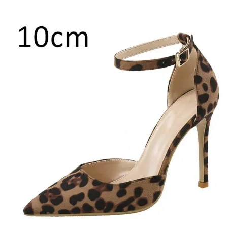 Sandales pointues à imprimé léopard pour femmes, talons hauts de bureau élégants, chaussures simples de luxe, sexy, automne, 6-10cm