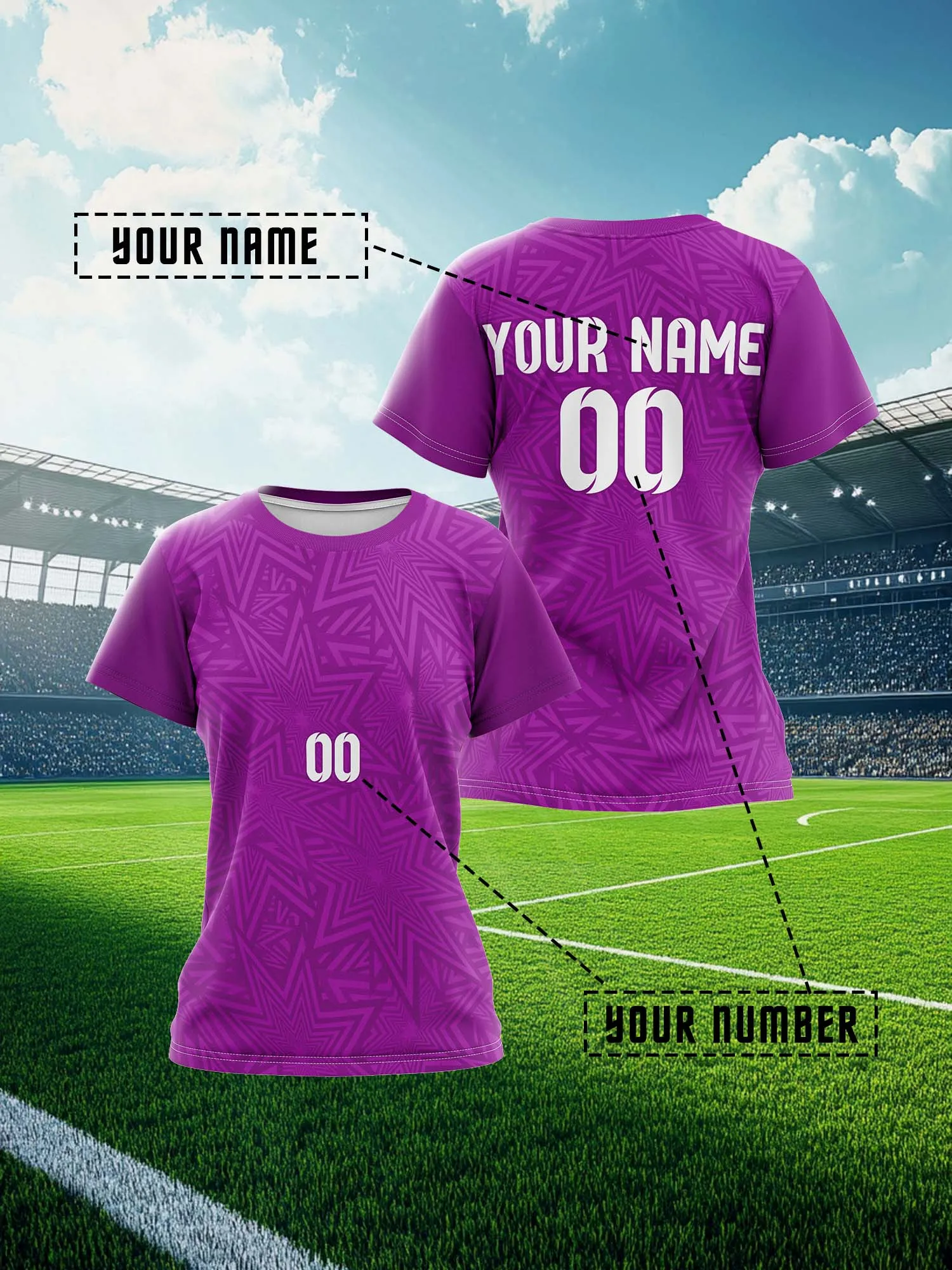 

Женская спортивная футболка с V-образным вырезом на заказ с именем и номером, быстросохнущая, с полной сублимационной печатью, розовая, модная, 2026