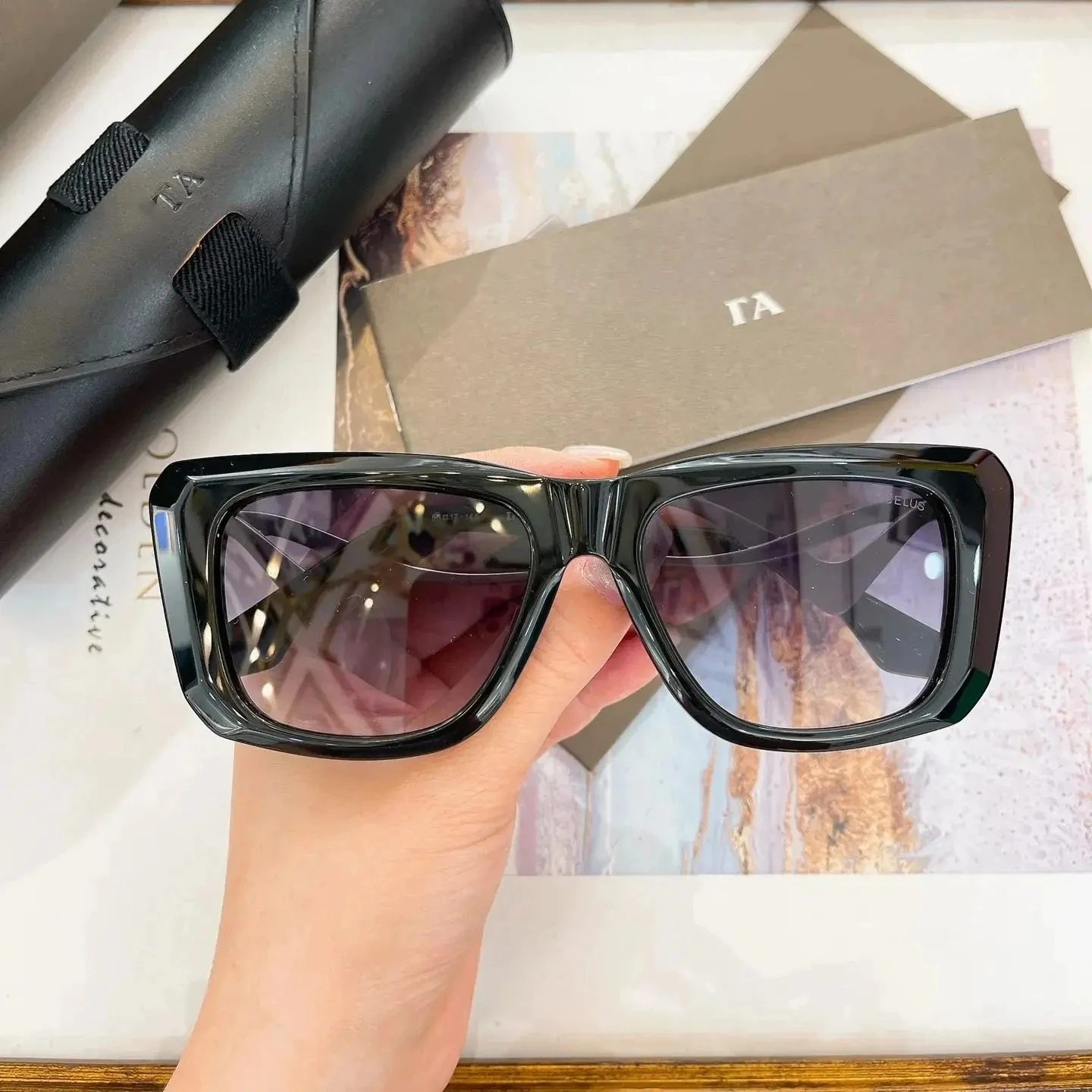 

Новейшие брендовые женские и мужские солнцезащитные очки, роскошный дизайн, оправа из ацетата + сплава, большие размеры для очков унисекс для LIANGCHENDIT DT DTS788