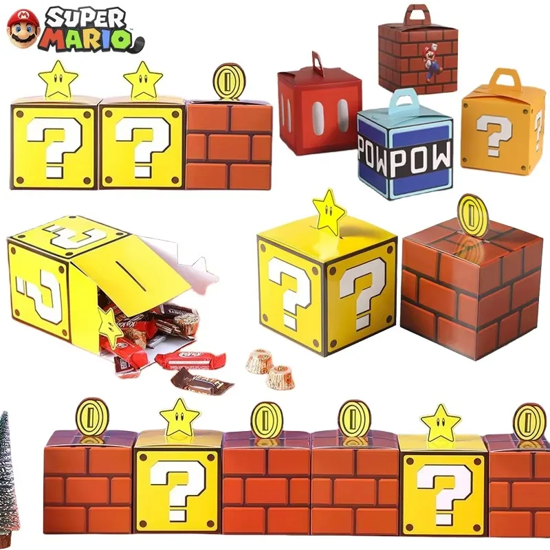 3 шт./4 шт., подарочная коробка Super Mario Bros, детские товары для вечеринок, креативная коробка для хранения конфет, яблока, попкорна, коробка для рождественских подарков, сумки