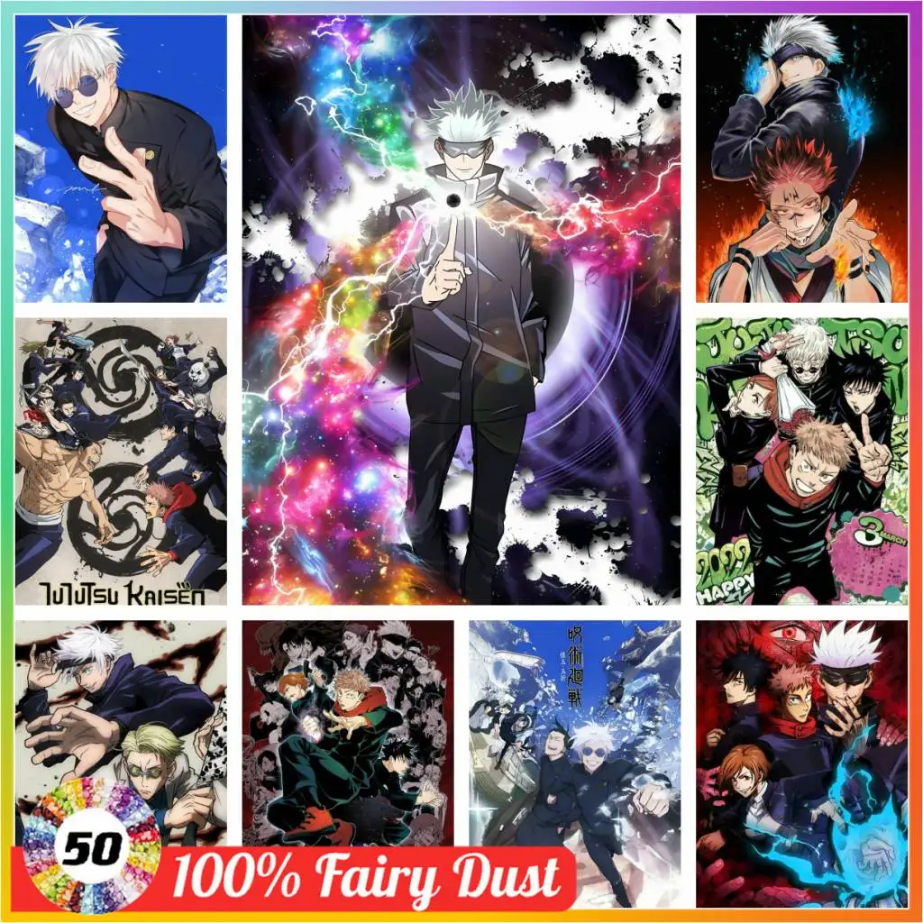 

Anime Jujutsu Kaisen Satoru Gojo Art 5d Mosaic Stitch Fairy Dust Diamond Painting Creation Full Embroidery Big Size New 2024