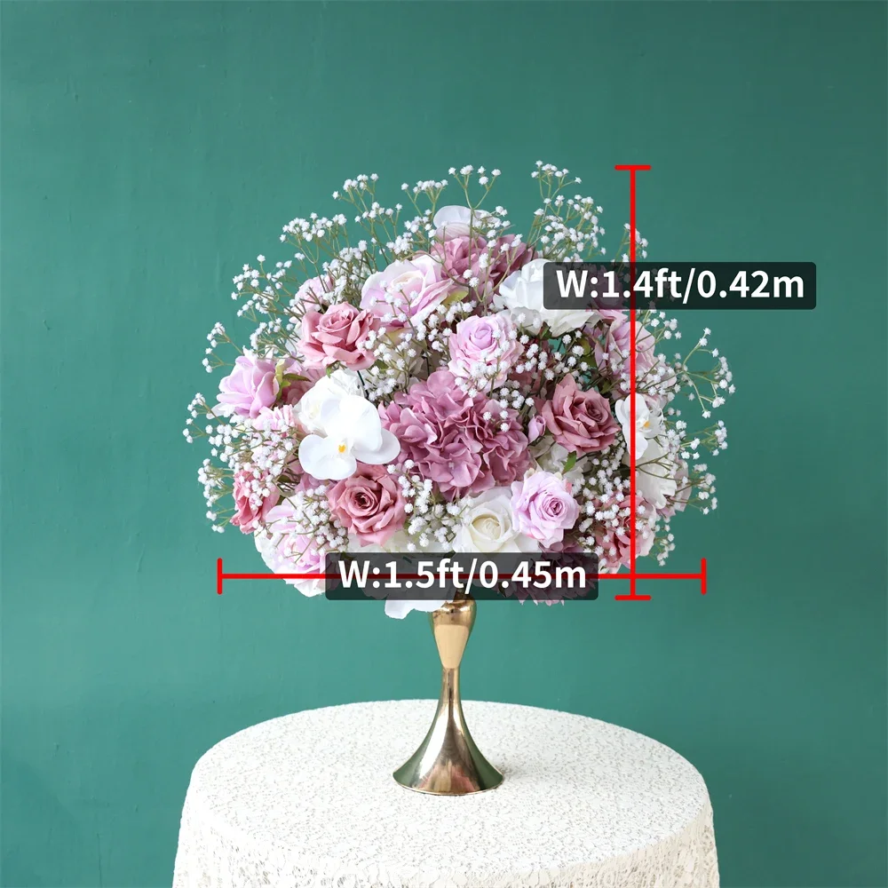 Babys Breath Flower Arrangement for Wedding Event Backdrop Home Decoration Purple White Series Rose Floral Table Centerpieces