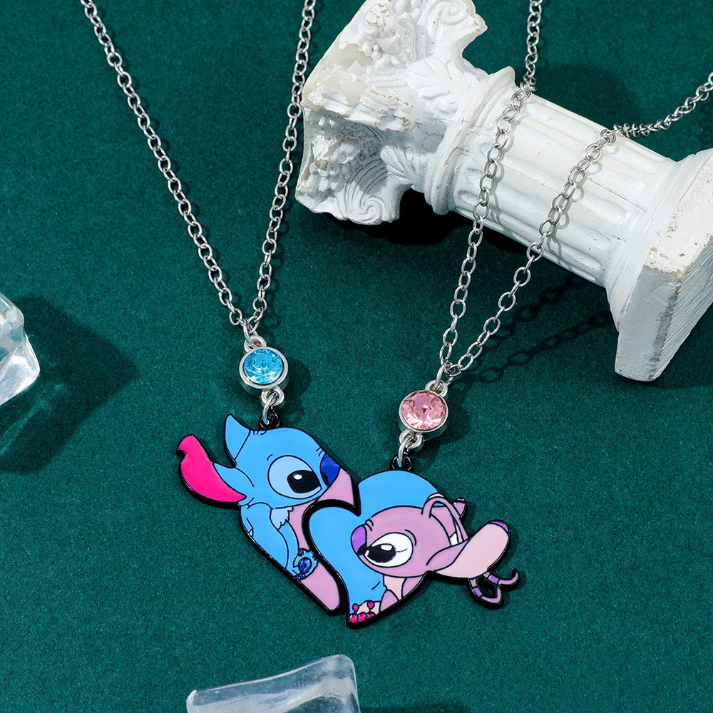 

Креативный одинаковый кулон в форме сердца с рисунком Диснея Лило и Стич, милые аксессуары для стежков для пар, игрушки, подарки