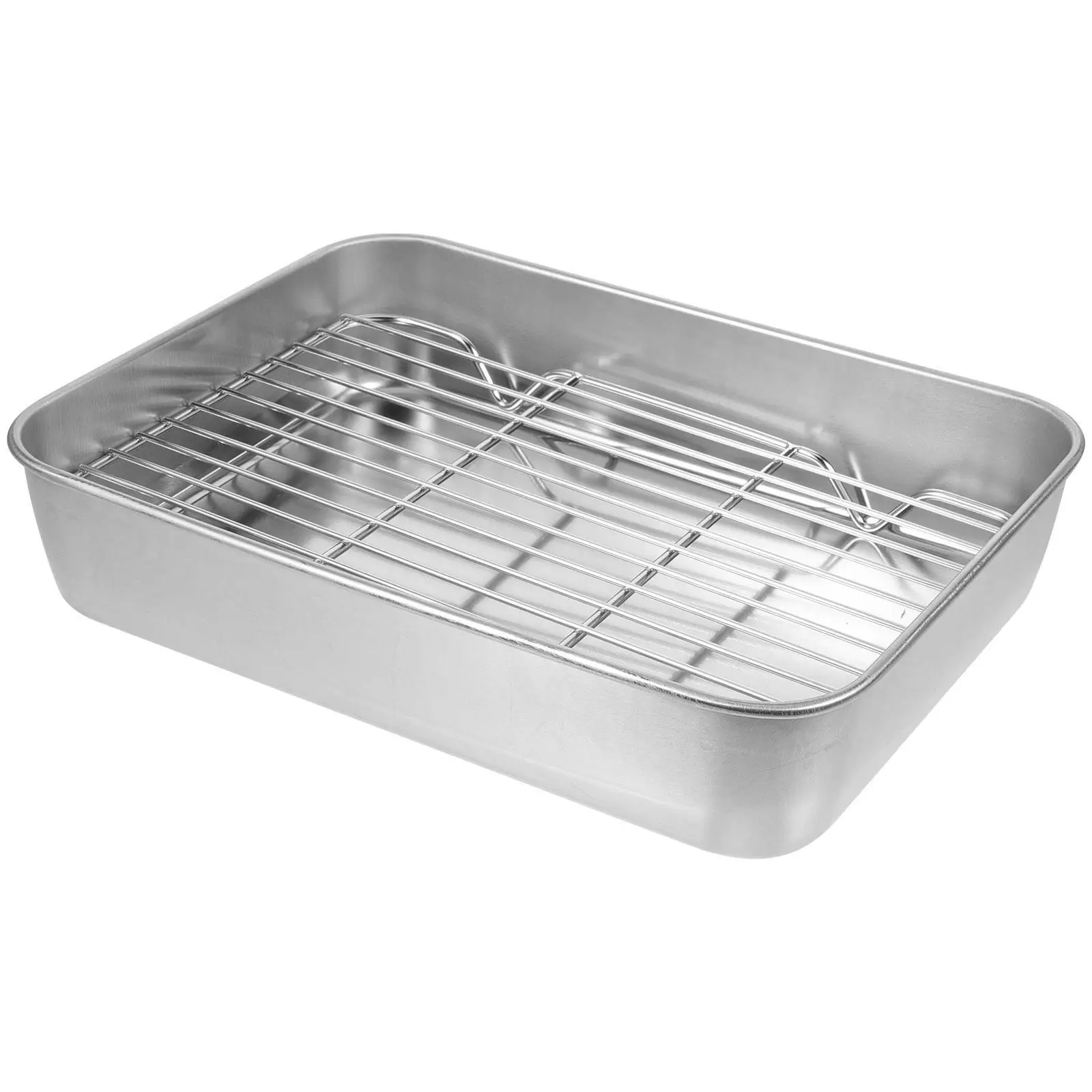 

Stainless Steel Tray Rust Proof Food Grade Easy Clean Dishwasher Safe Perfect for Baking Roasting Chicken Meat Fish