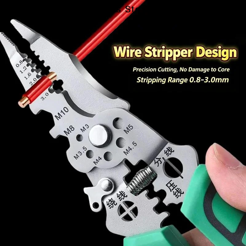 【T】1Pcs Foldable Cable Cutter Crimper Tool 28 In 1 Wire Stripper With Electrical Test Pen Electrical Folding Pliers For Cutting