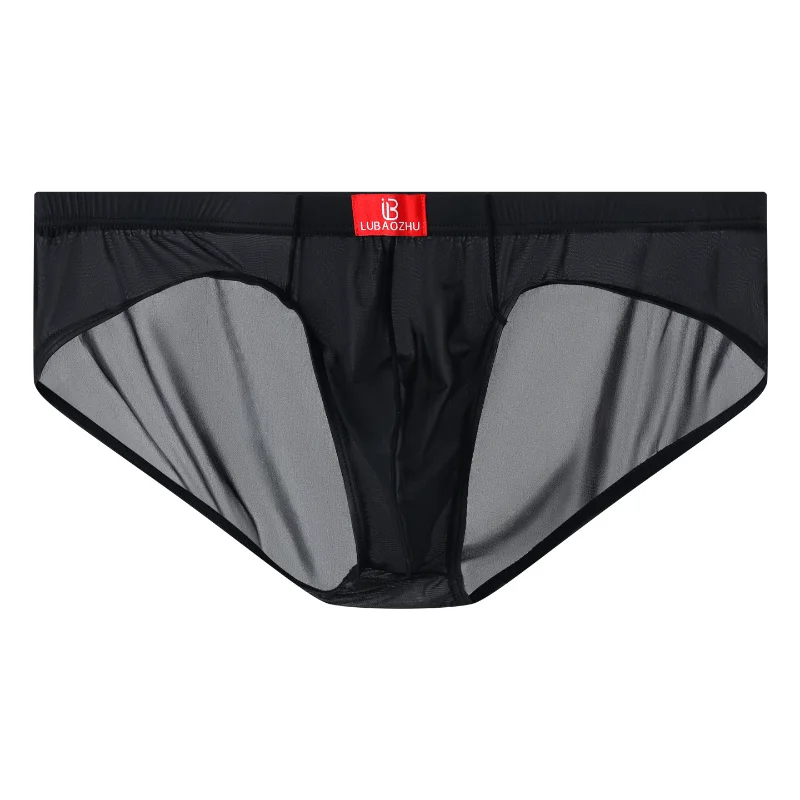 Men's Briefs Sexy Transparent Low Waist Underwear High Fork Breathable U Convex Pouch Lingerie Quick-Drying Ultra-Thin Panties