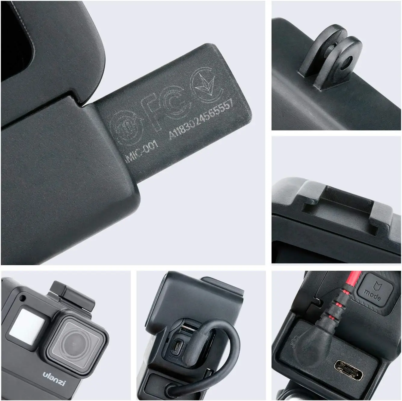 ULANZI-Vlog Gaiola para Câmera com Sapato Frio para Microfone, Case Frame para Gopro 7, 6, 5, Acessórios para Câmera de Ação, V2