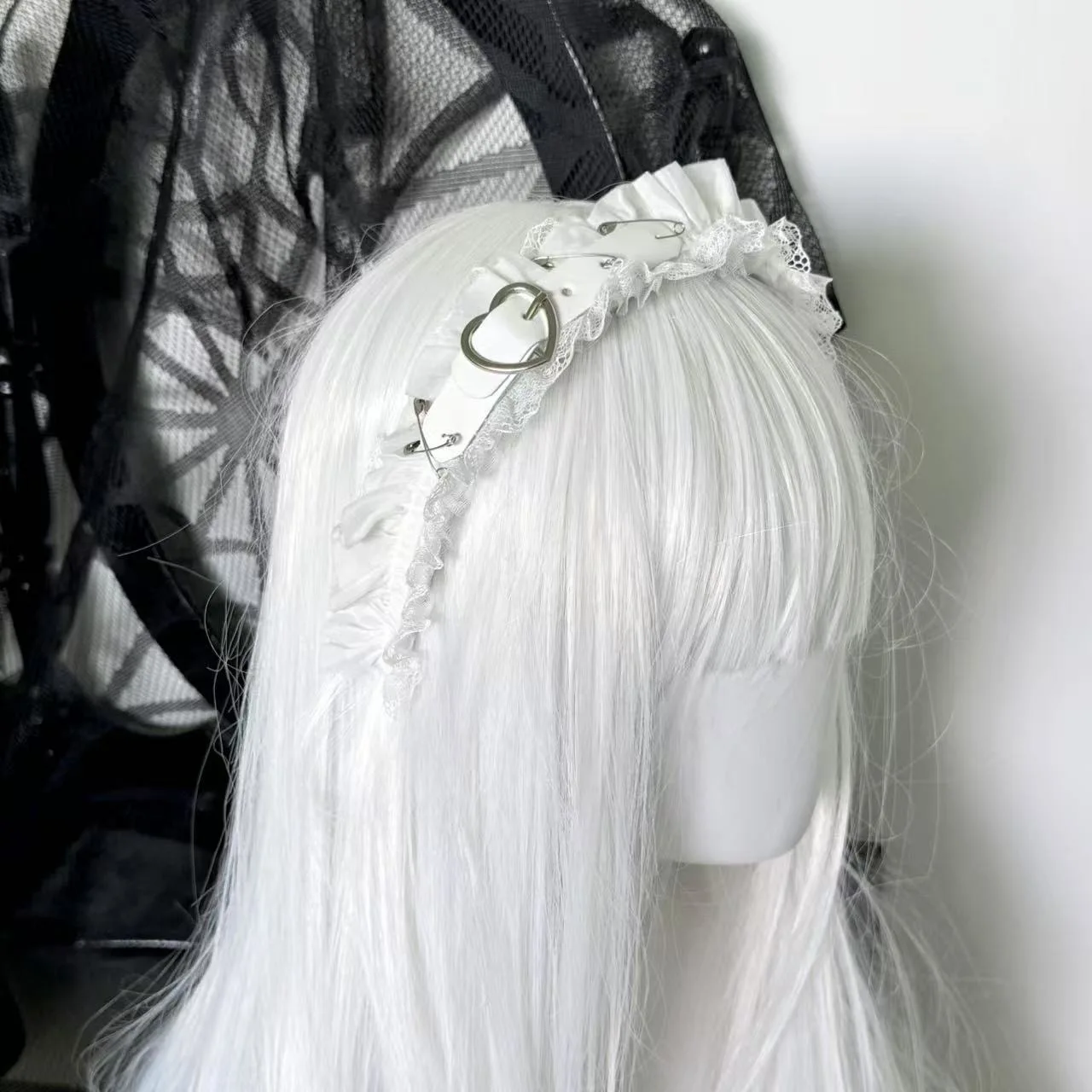 Punk Lace Love Buckle Leather Pin Headband Lolita Girls Hair Bands Hairband Hoop for Holiday Party Hair Accessories