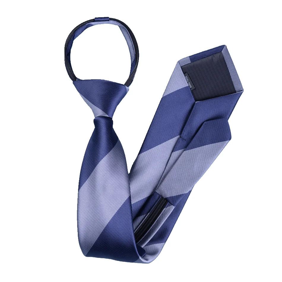 NEW Mens Retro Zipper Ties for Men 8CM Neck Tie Solid Striped Fashion Blue Neckties Men\'s Automatic Zipper Tie Red Lazy Ties